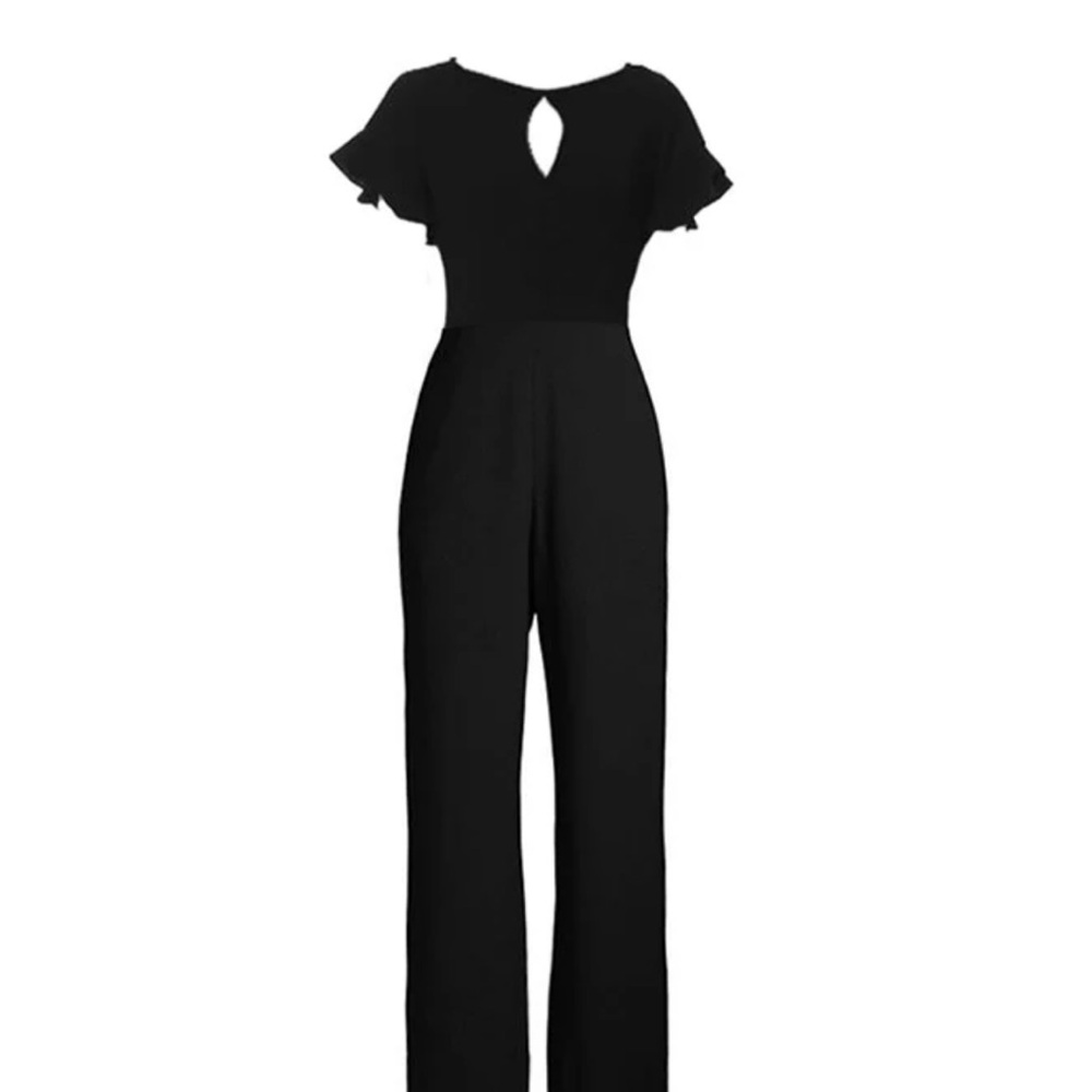 FOCUS by Shani — Flutter Sleeve Keyhole Jumpsuit in Black - Women’s size 12